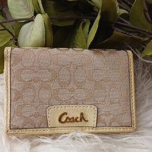 Coach Beige and Cream Card Holder